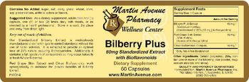 Martin Avenue Pharmacy Bilberry Plus 60m Standardixed Extract With Bioflavonoids - supplement