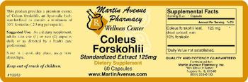 Martin Avenue Pharmacy Coleus Forskohlii Standardized Extract 125mg - supplement