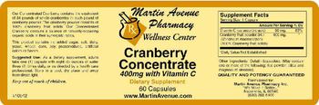 Martin Avenue Pharmacy Cranberry Concentrate 400 mg With Vitamin C - supplement