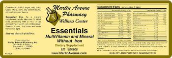 Martin Avenue Pharmacy Essentials Multivitamin And Mineral Without Iron - supplement