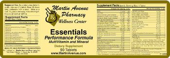 Martin Avenue Pharmacy Essentials Perfomance Formula MultiVitamin And Mineral - supplement