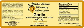 Martin Avenue Pharmacy Garlic Standardized Chinese Garlic Extract 400 mg - supplement