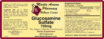 Martin Avenue Pharmacy Glucosamine Sulfate 750mg - supplement