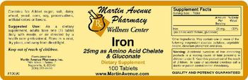 Martin Avenue Pharmacy Iron 25mg As Amino Acid Chelate & Gluconate - supplement