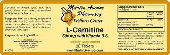 Martin Avenue Pharmacy L-Carnitine 500 mg With Vitamin B-6 - supplement