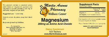 Martin Avenue Pharmacy Magnesium 200mg As Amino Acid Chelate - supplement