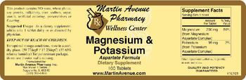 Martin Avenue Pharmacy Magnesium & Potassium Aspartate Formula - supplement