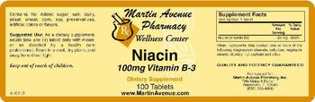 Martin Avenue Pharmacy Niacin 100mg Vitamin B-3 - supplement