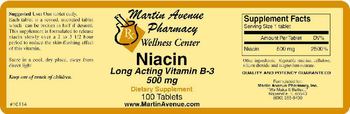 Martin Avenue Pharmacy Niacin Long Acting Vitamin B-3 500 mg - supplement