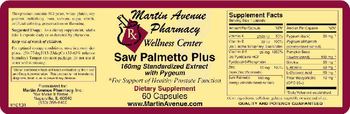 Martin Avenue Pharmacy Saw Palmetto Plus 160mg Standardized Extract With Pygeum - supplement