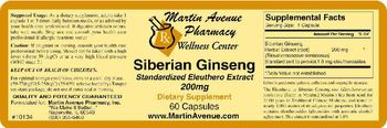Martin Avenue Pharmacy Siberian Ginseng Standardized Eleuthero Extract 200mg - supplement