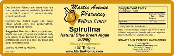 Martin Avenue Pharmacy Spirulina Natural Blue Green Algae 500mg - supplement
