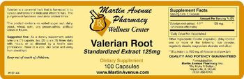 Martin Avenue Pharmacy Valerian Root Standardized Extract 125mg - supplement