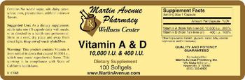 Martin Avenue Pharmacy Vitamin A & D 10,000 IU & 400 IU - supplement
