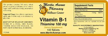 Martin Avenue Pharmacy Vitamin B-1 Thiamine 100 mg - supplement