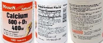 Mason Natural Calcium 600 + D3 400 IU - supplement