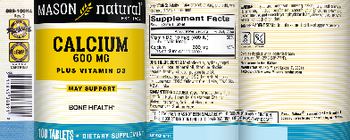 Mason Natural Calcium 600 mg + Vitamin D3 - supplement