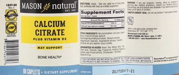 Mason Natural Calcium Citrate Plus Vitamin D3 - supplement