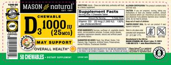 Mason Natural Chewable D3 1000 IU (25 mcg) - supplement