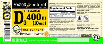 Mason Natural Chewable D3 400 IU (10 mcg) Vanilla Flavor - supplement