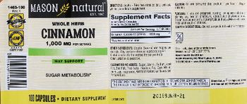 Mason Natural Cinnamon 1,000 mg - supplement