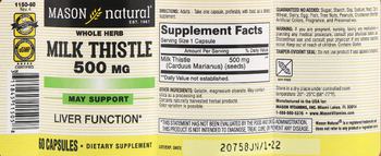 Mason Natural Milk Thistle 500 mg - supplement
