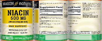 Mason Natural Niacin 500 mg - this statement has not been evaluated by the food and drug administration this product is not intend