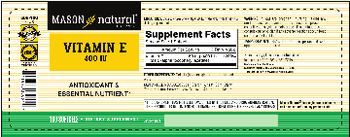 Mason Natural Vitamin E 400 IU - supplement