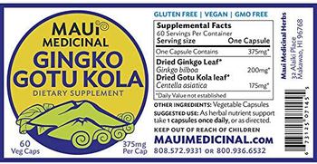 Maui Medicinal Gingko Gotu Kola - supplement