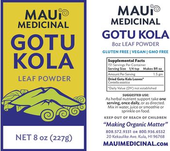 Maui Medicinal Gotu Kola Leaf Powder - supplement
