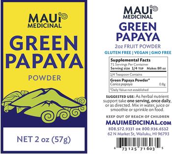 Maui Medicinal Green Papaya Powder - supplement