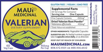 Maui Medicinal Valerian 450 mg - supplement