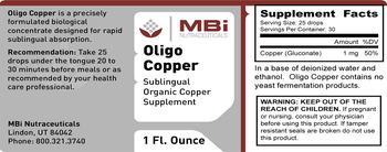 MBi Nutraceuticals Oligo Copper - sublingual organic copper supplement