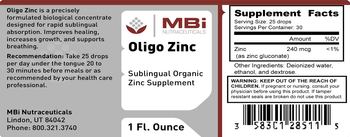 MBi Nutraceuticals Oligo Zinc - sublingual organic zinc supplement