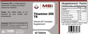 MBi Nutraceuticals Thiamine-250 TR - vitamin b1 complex supplement