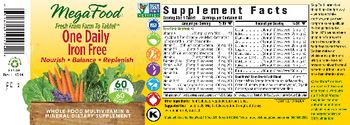 MegaFood One Daily Iron Free - multivitamin mineral supplement