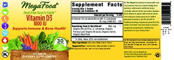 MegaFood Vitamin D3 1000 IU - vitamin supplement