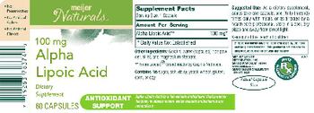Meijer Naturals 100 mg Alpha Lipoic Acid - supplement
