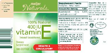 Meijer Naturals 100% Natural 400 IU Vitamin E (Mixed Tocopherols) - supplement