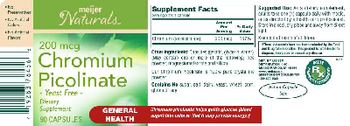 Meijer Naturals 200 mcg Chromium Picolinate - supplement