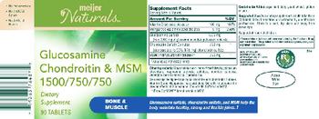 Meijer Naturals Glucosamine Chondroitin & MSM 1500/750/750 - supplement