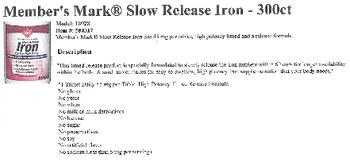Member's Mark Slow Release Iron - supplement