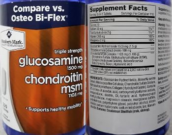 Member's Mark Triple Strength Glucosamine 1500 mg Chondroitin MSM 1103 mg - supplement