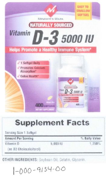 Member's Mark Vitamin D-3 5000 IU - supplement