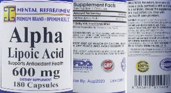 Mental Refreshment Alpha Lipoic Acid 600 mg - supplement