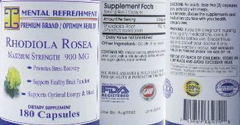 Mental Refreshment Rhodiola Rosea 900 mg - supplement