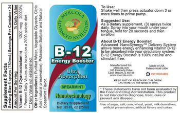 Mercola Advanced Nutrition B-12 Energy Booster Spearmint - supplement