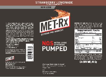 MET-Rx N.O.S. Nitric Oxide Synthesis Pumped Strawberry Lemonade - supplement