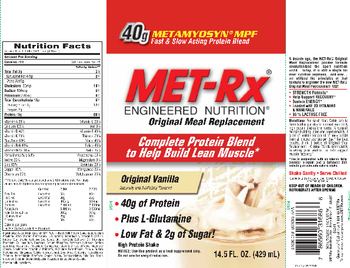 MET-Rx Original Meal Replacement Original Vanilla - high protein shake