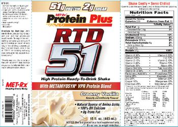 MET-Rx Protein Plus RTD 51 Creamy Vanilla - supplement